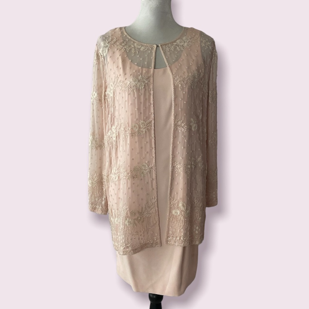 90's Vintage Niteline Della Roufogali Light Peach Beaded Cocktail Dress …